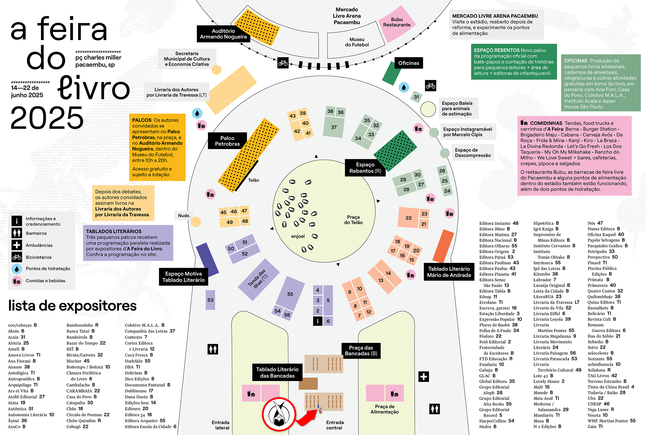Mapa da Fraternidade de Escritores na Feira do Livro do Pacaembu